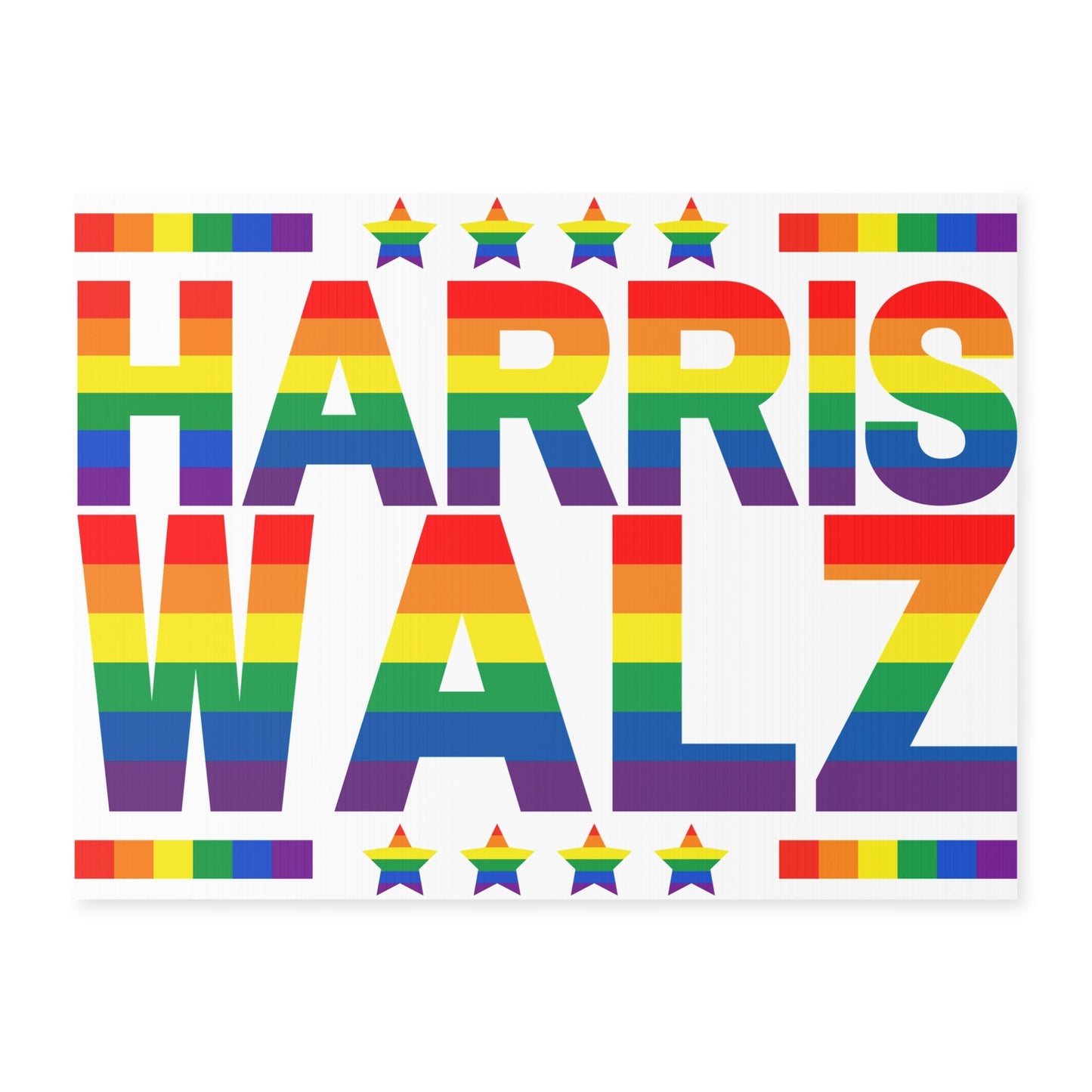 Rainbow Harris Walz Yard Sign, LGBTQ Rainbow Harris Walz Plastic Yard Sign